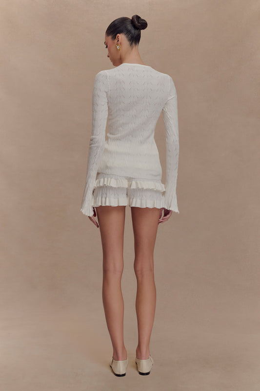 Amy Pointelle Bell Sleeve Cardigan - Ivory