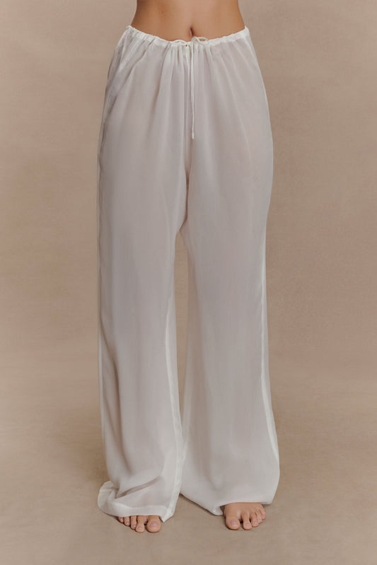 Tonya Sheer Straight Leg Pant - Ivory