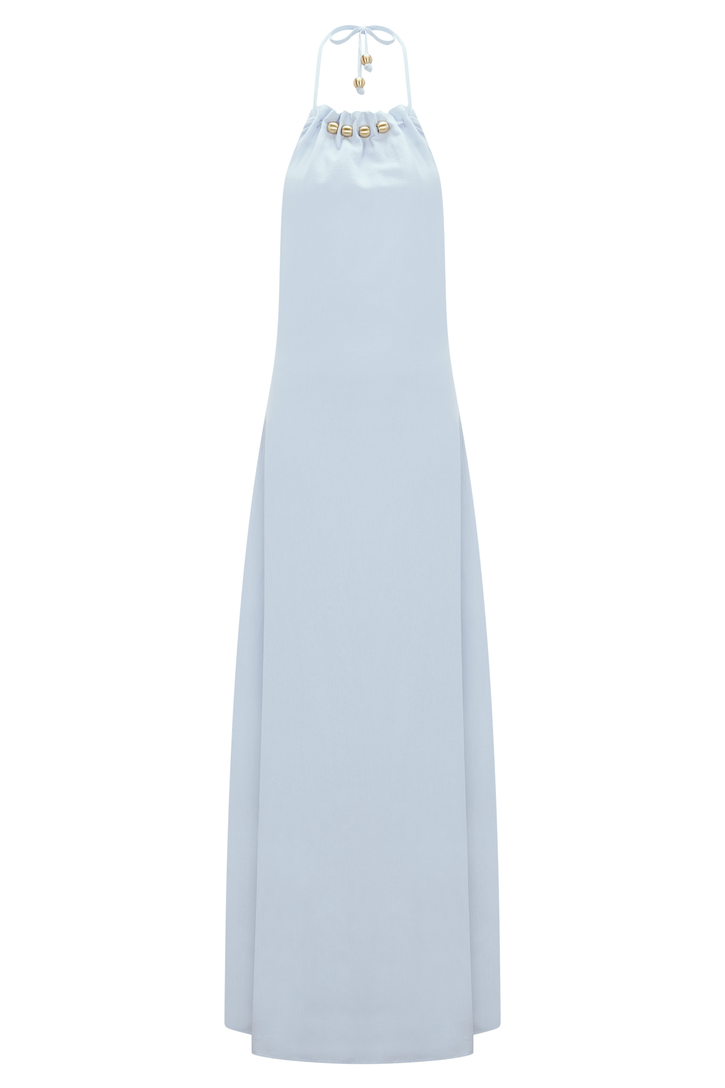 Abeda Cotton Maxi Dress With Hardware - Pale Blue