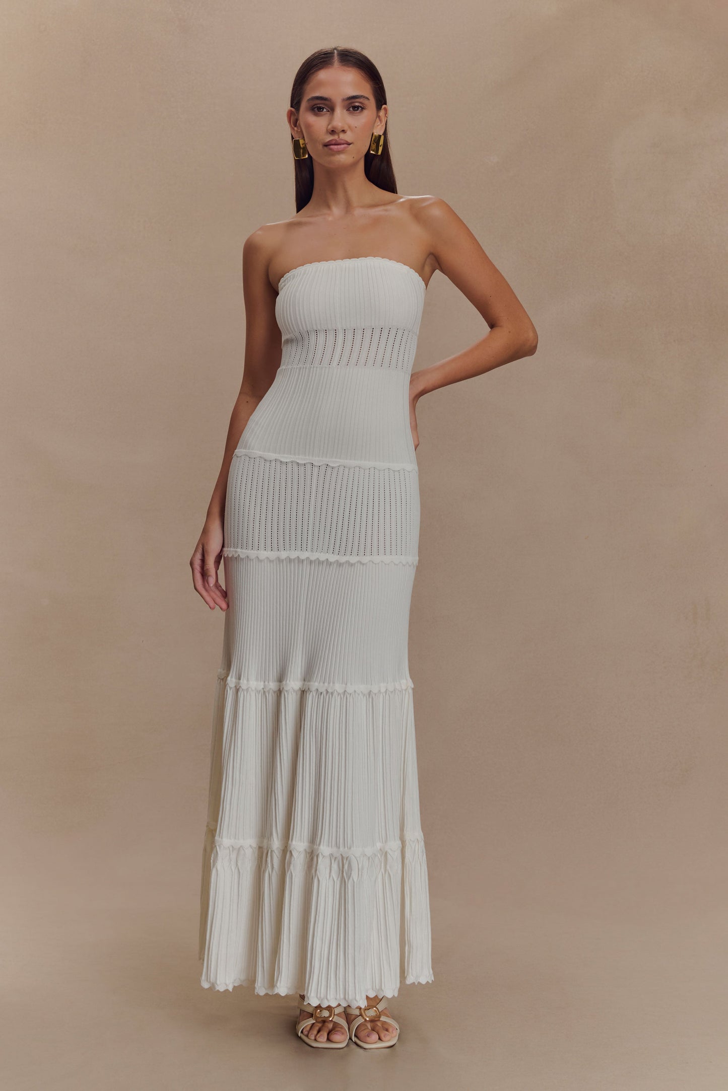 Finley Pointelle Knit Maxi Dress - Ivory