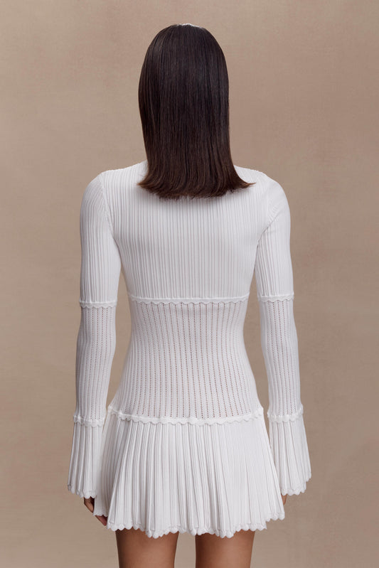 Adena Pointelle Knit Mini Dress - Ivory