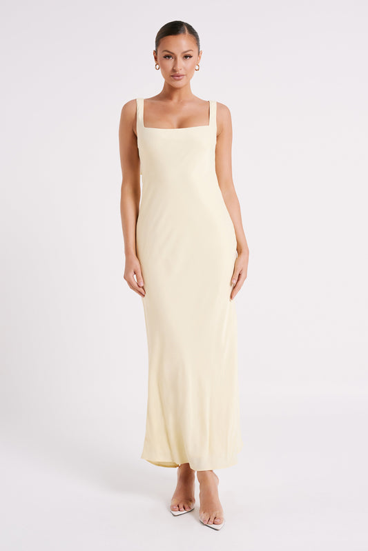 Ensley Satin Maxi Dress - Light Yellow